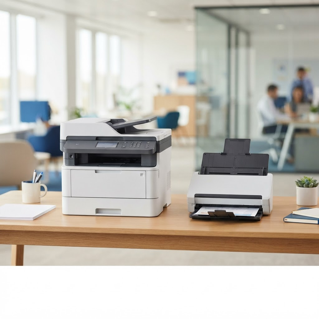 Máy in đa chức năng và máy scan tài liệu văn phòng
